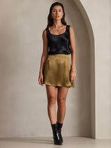 [Black] SilkSilky-CA 19Momme Stretch Silk Charmeuse Sleeveless Scoop Neck Camisole 006