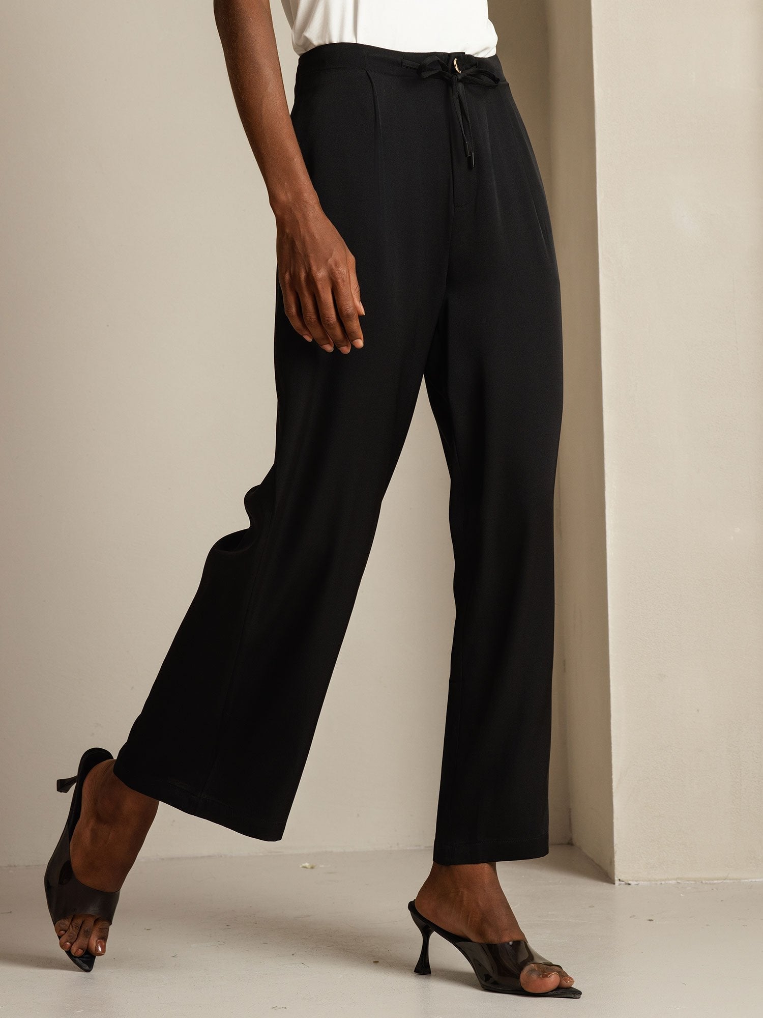 [Black] SilkSilky-CA 19Momme Silk Womens Pants 007