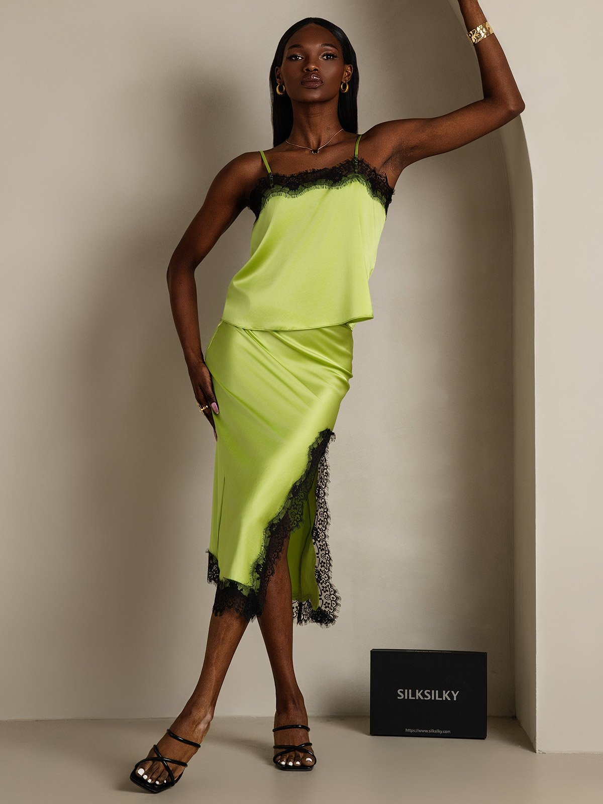 SilkSilky-CA 19Momme Silk Camisole Set MintGreen 003