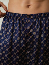 [Navy Chain] SilkSilky-CA Pure Silk Mens Sleep Bottoms 006,