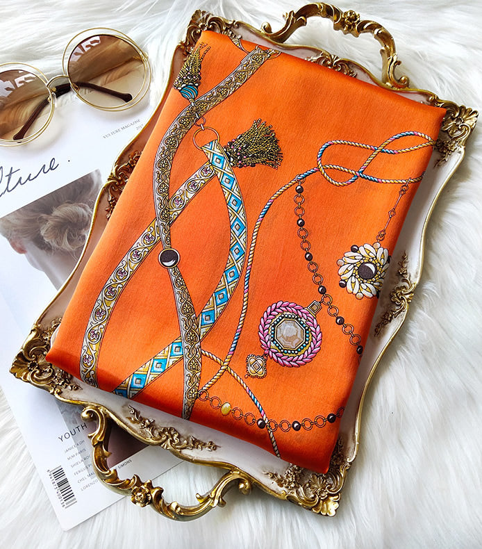 SilkSilky CA Pure Silk Scarf Orange 003