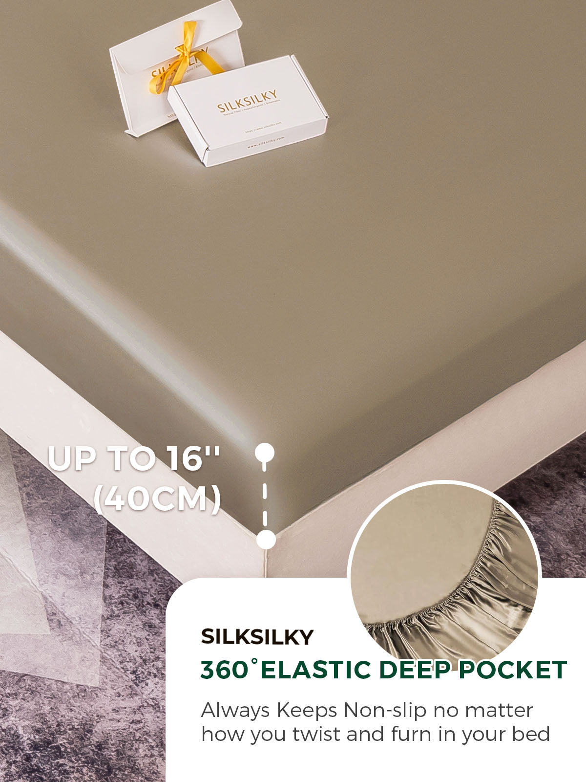 [Khaki] SilkSilky-CA 19Momme Bedding Set 004