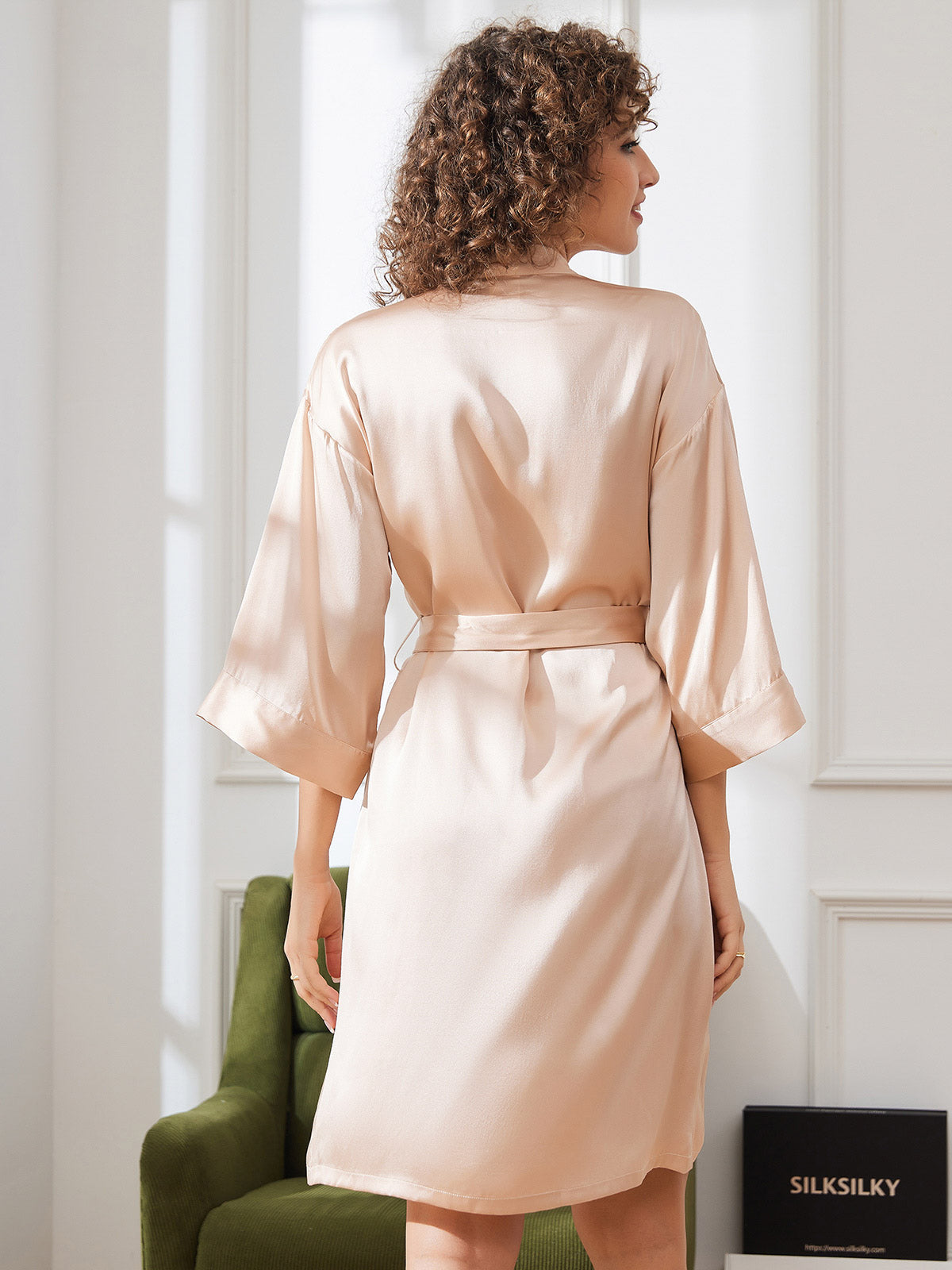[Champagne] SilkSilky-CA Pure Silk Womens Robe 002