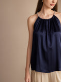 SilkSilky-CA 19Momme Silk Sleeveless Round Neck Camisole DarkBlue 003