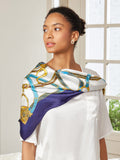 SilkSilky CA Pure Silk Scarf Blue 001