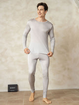 [Silver] SilkSilky-CA Long Sleeve Round Neck Men's Long Johns 003