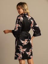 [Black] SilkSilky-CA 3/4 Sleeve Women's Robe 002