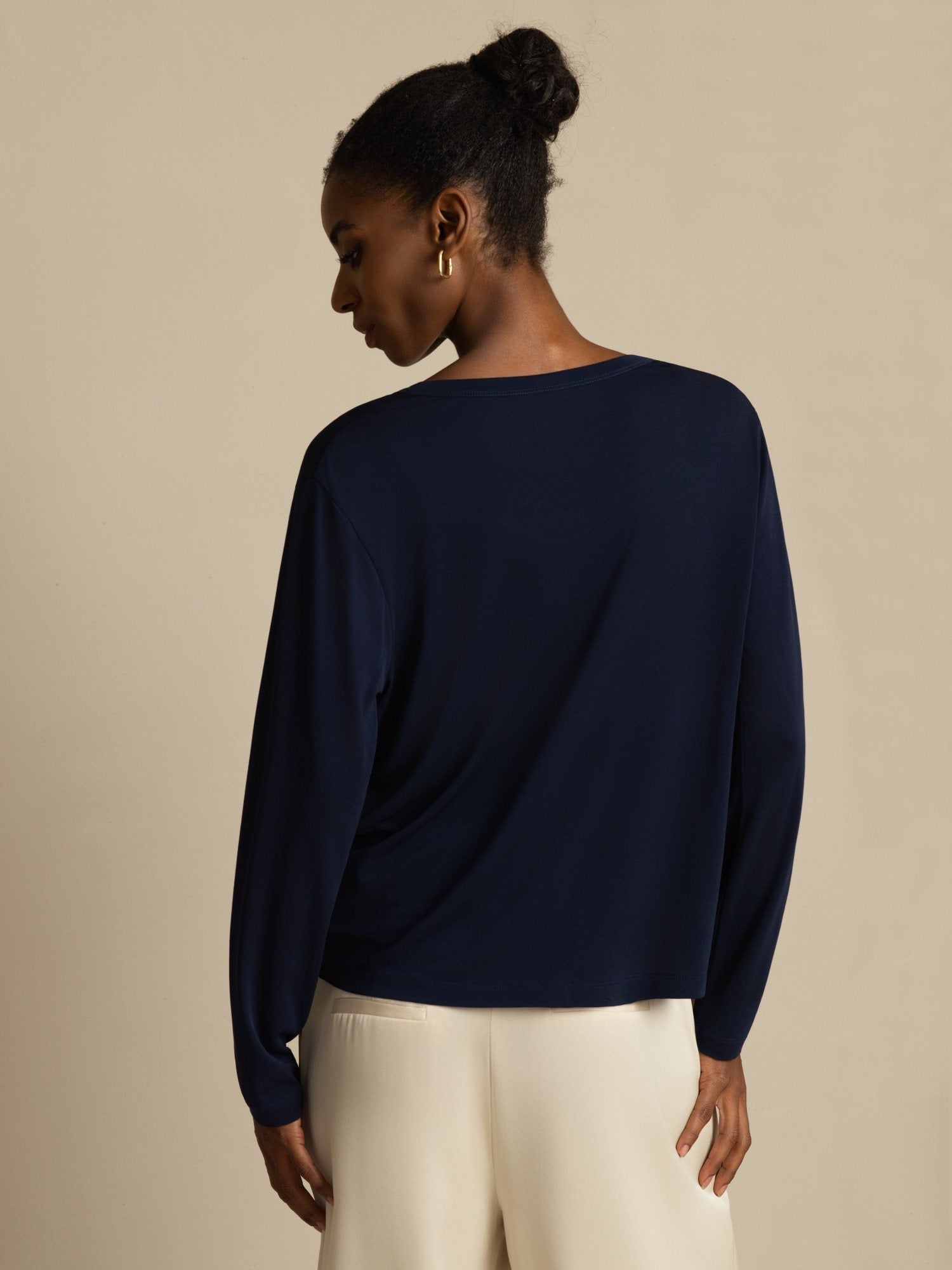 [Dark Blue] SilkSilky-CA Long Sleeve Women's Cardigan 002
