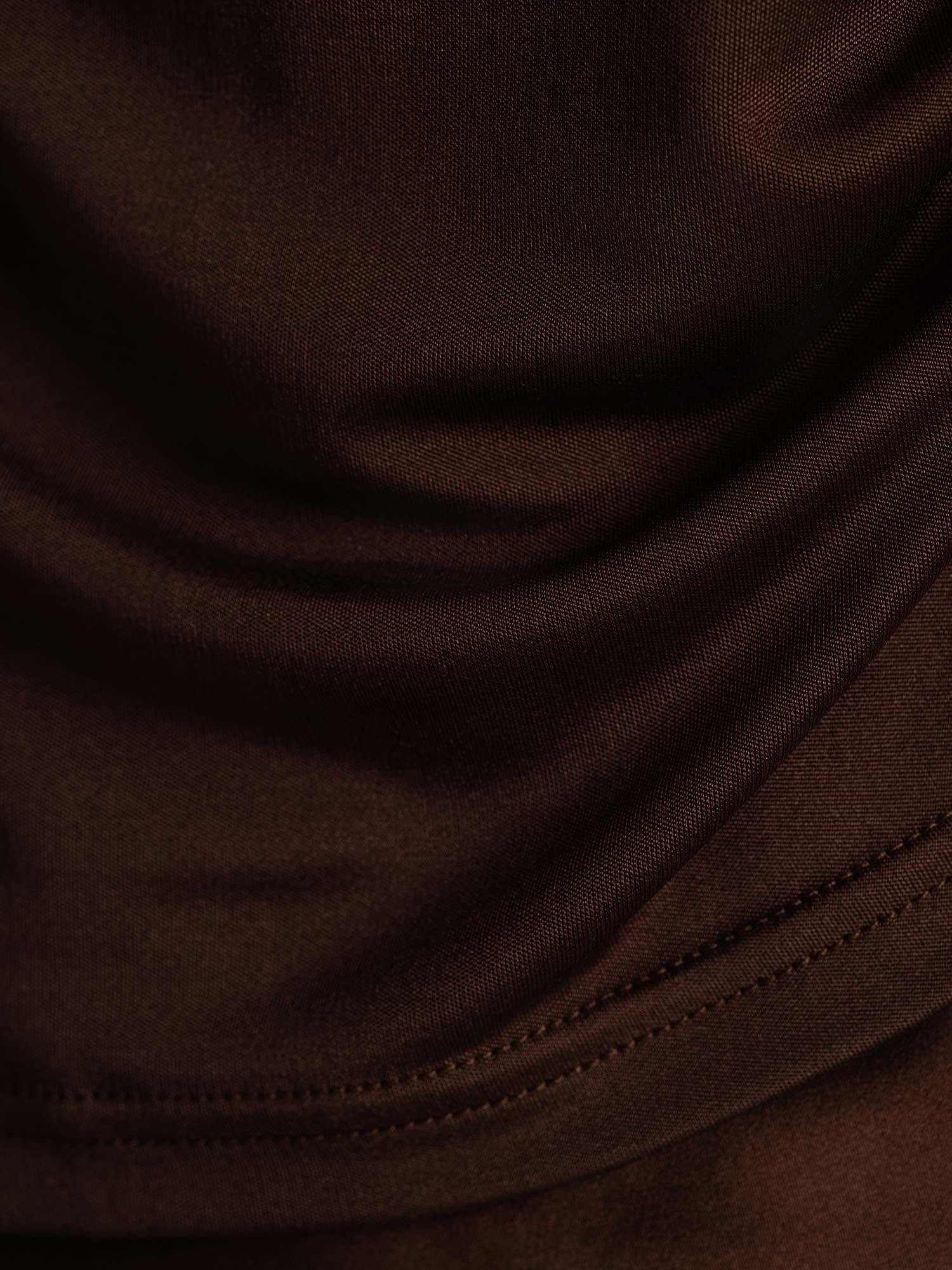 [Coffee] SilkSilky-CA Pure Silk Collar Women's T-Shirt 005