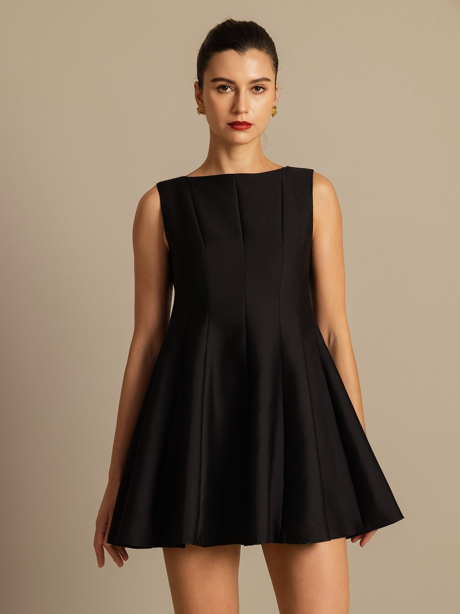 [Black] SilkSilky-CA 32Momme Silk-Wool Blend Dress 003,