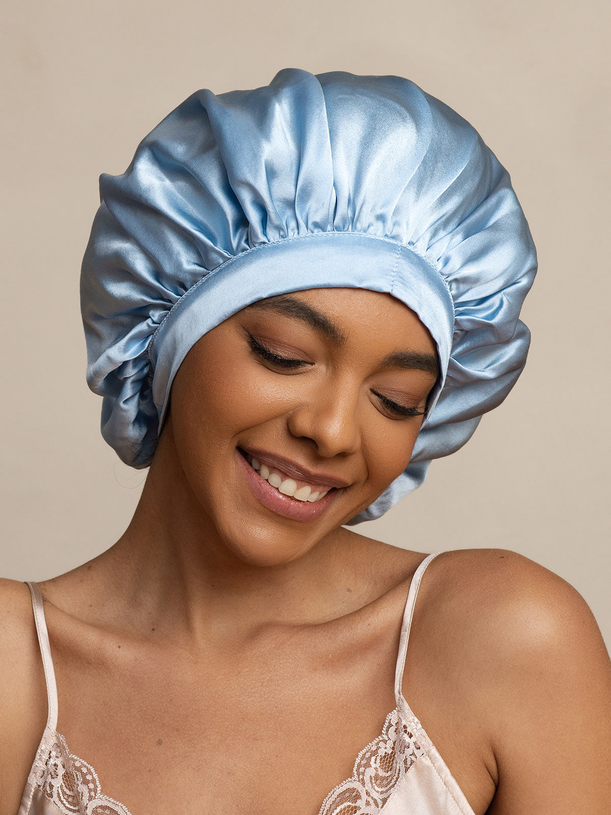[Light Blue] SilkSilky-CA Pure Silk Sleep Cap 004
