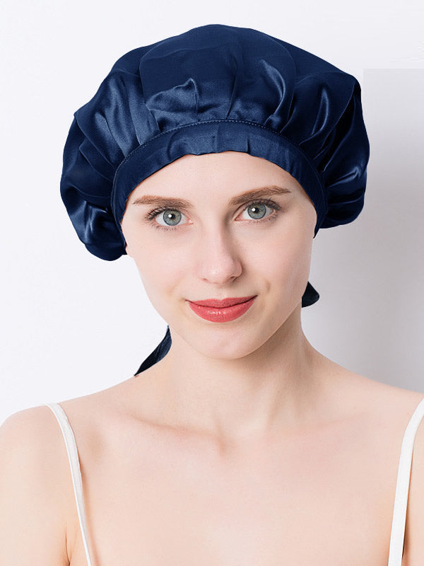 SilkSilky CA Pure Silk Sleep Cap DarkBlue 001