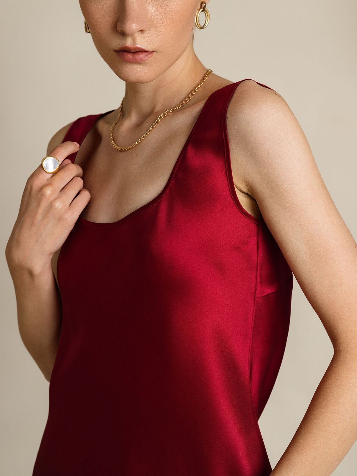 SilkSilky-CA 19Momme Silk U Neck Camisole Wine 008