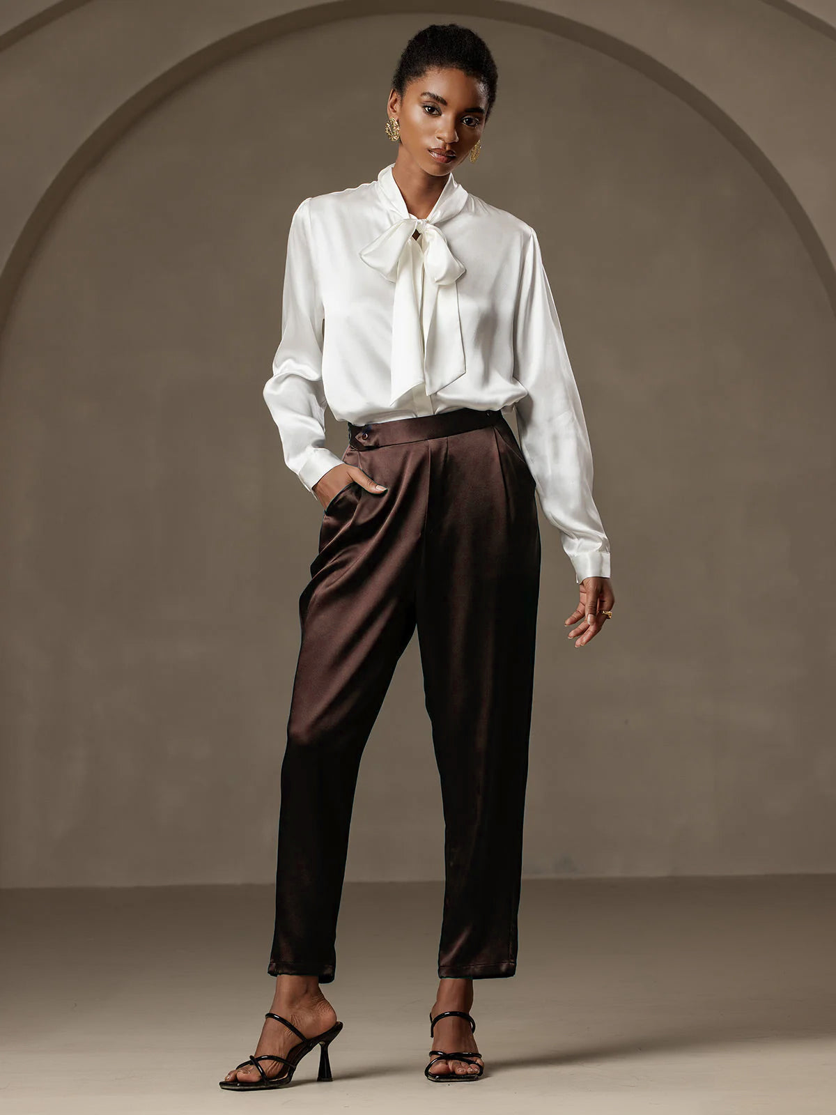 [Bitter Chocolate] SilkSilky-CA 19Momme Silk Womens Pants 001
