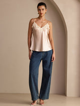 [Pink] SilkSilky-CA Spaghetti Strap V Neck Camisole 006