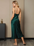 SilkSilky CA Pure Silk Sleeveless Cowl Neck Dress DarkGreen 006