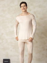[Tan] SilkSilky-CA Long Sleeve Round Neck Men's Long Johns 004