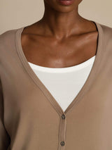 [Tan] SilkSilky-CA Long Sleeve Women's Cardigan 005