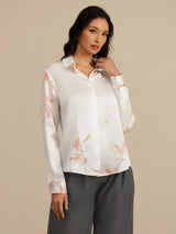 [White] SilkSilky-CA Long Sleeve Lapel Collar Women's Shirt 003