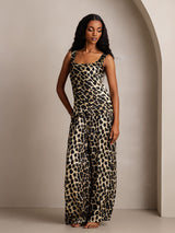 [Leopard] SilkSilky-CA Pure Silk Boat Neck Camisole Set 001,