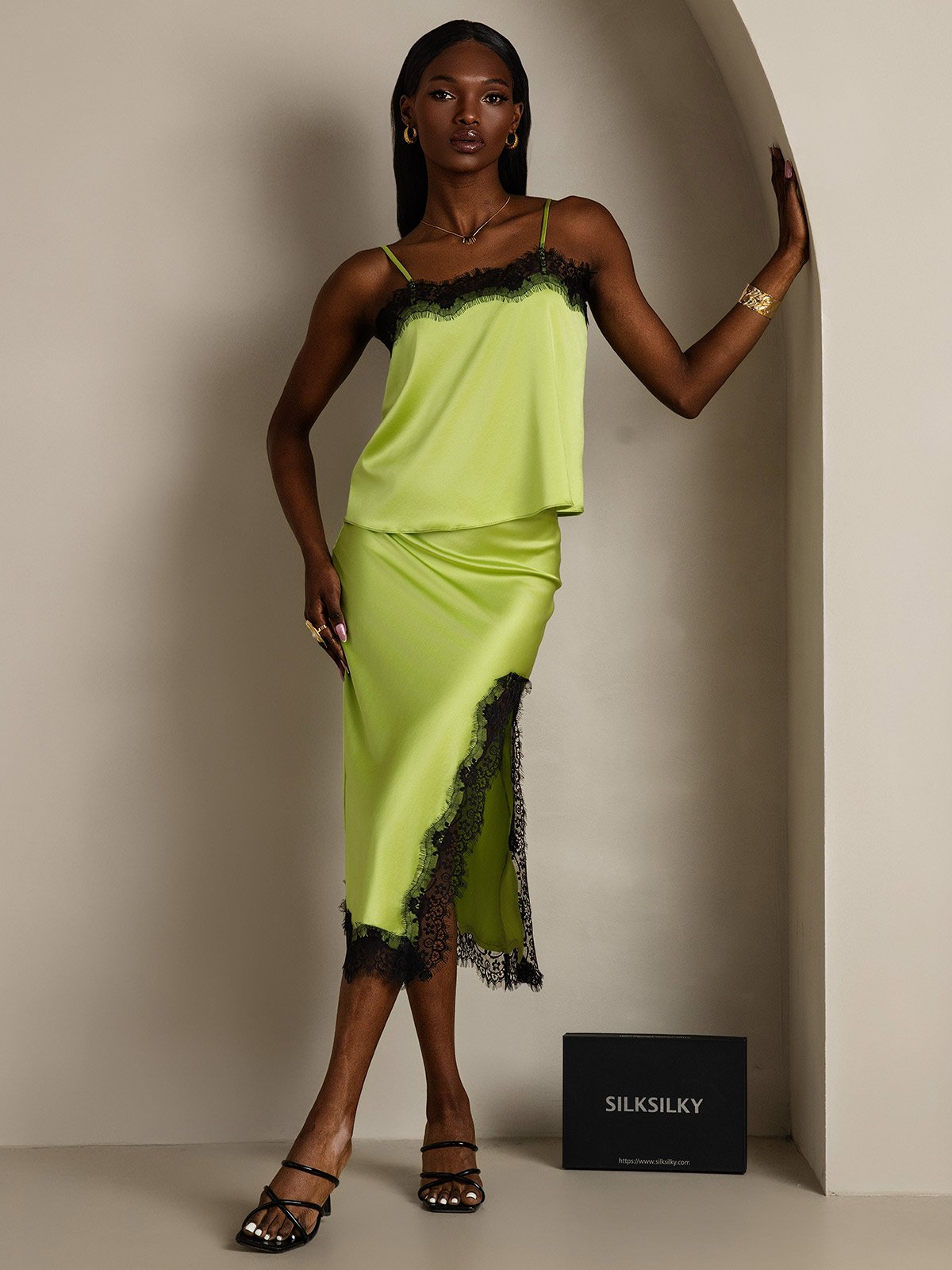 SilkSilky-CA 19Momme Silk Skirt MintGreen 006