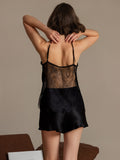 SilkSilky-CA Pure Silk V Neck Camisole Set Black 002