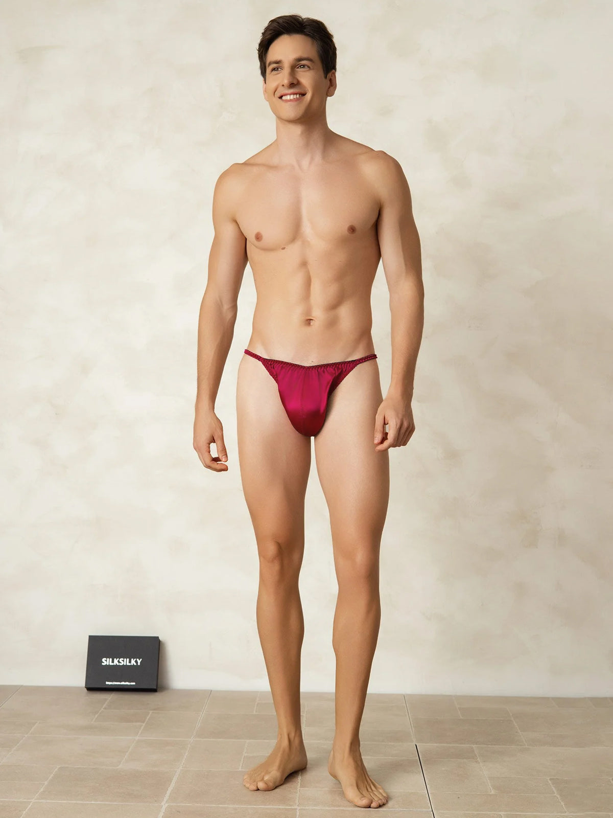[Wine] SilkSilky-CA Pure Silk Mens Underwear 005