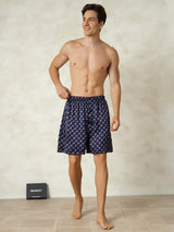 [Navy Chain] SilkSilky-CA Pure Silk Mens Sleep Bottoms 003,