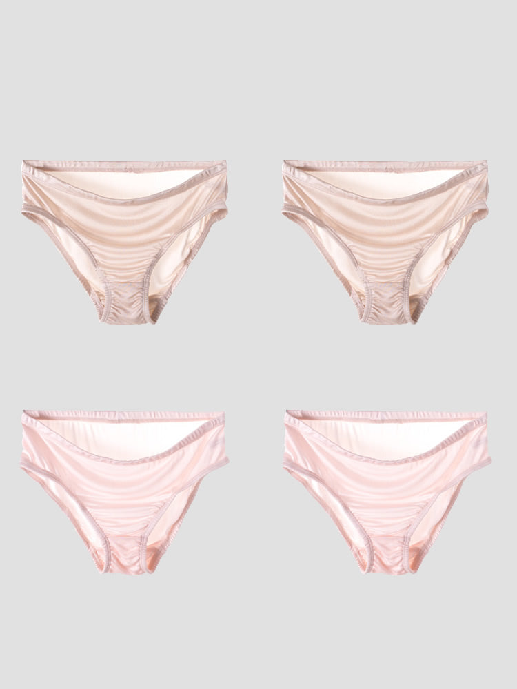 [Beige+LightPink] SilkSilky-CA Silk Knitted Panty 003