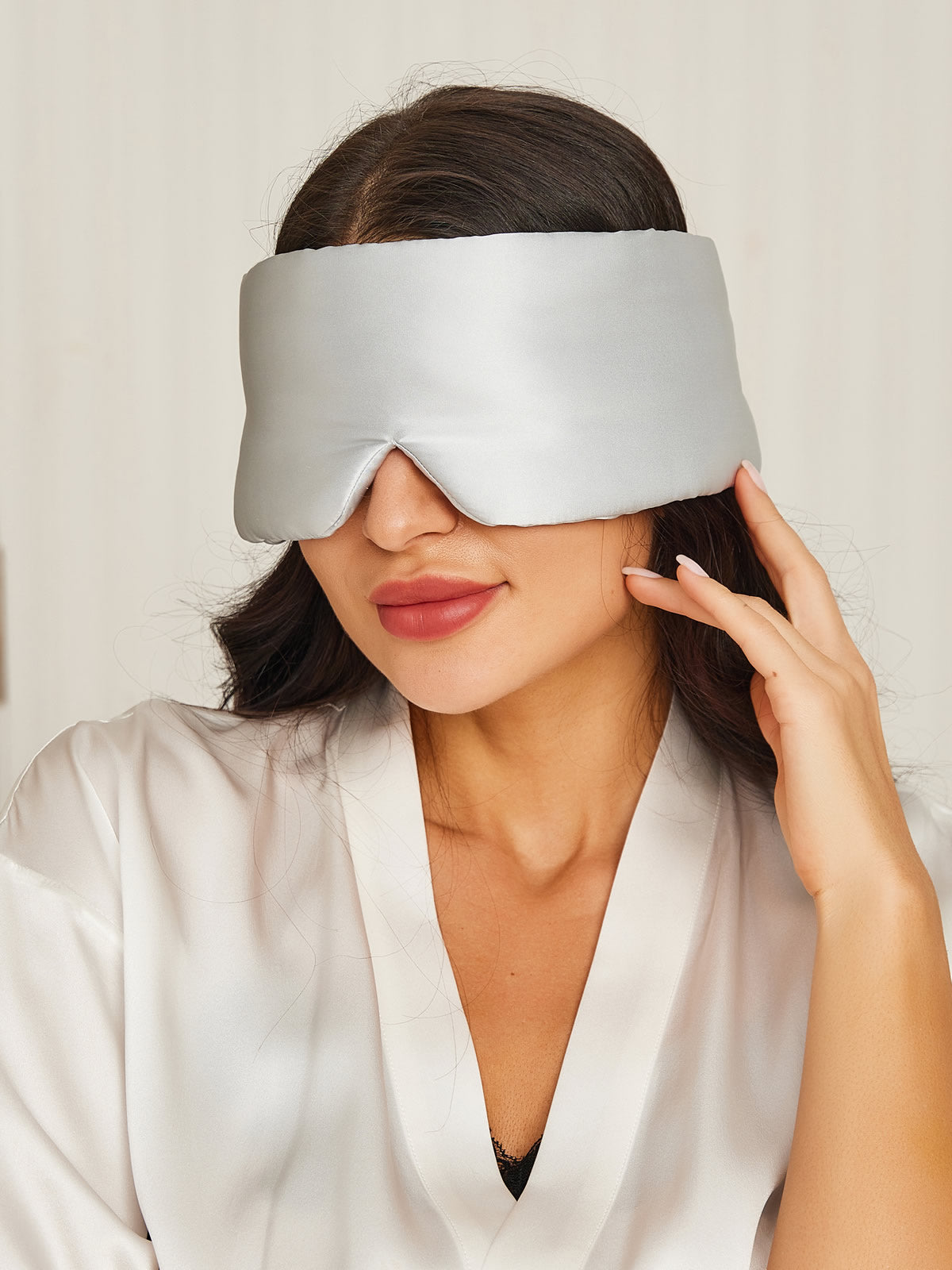 [Beige] SilkSilky-CA 19Momme Pure Silk Eye Mask 002