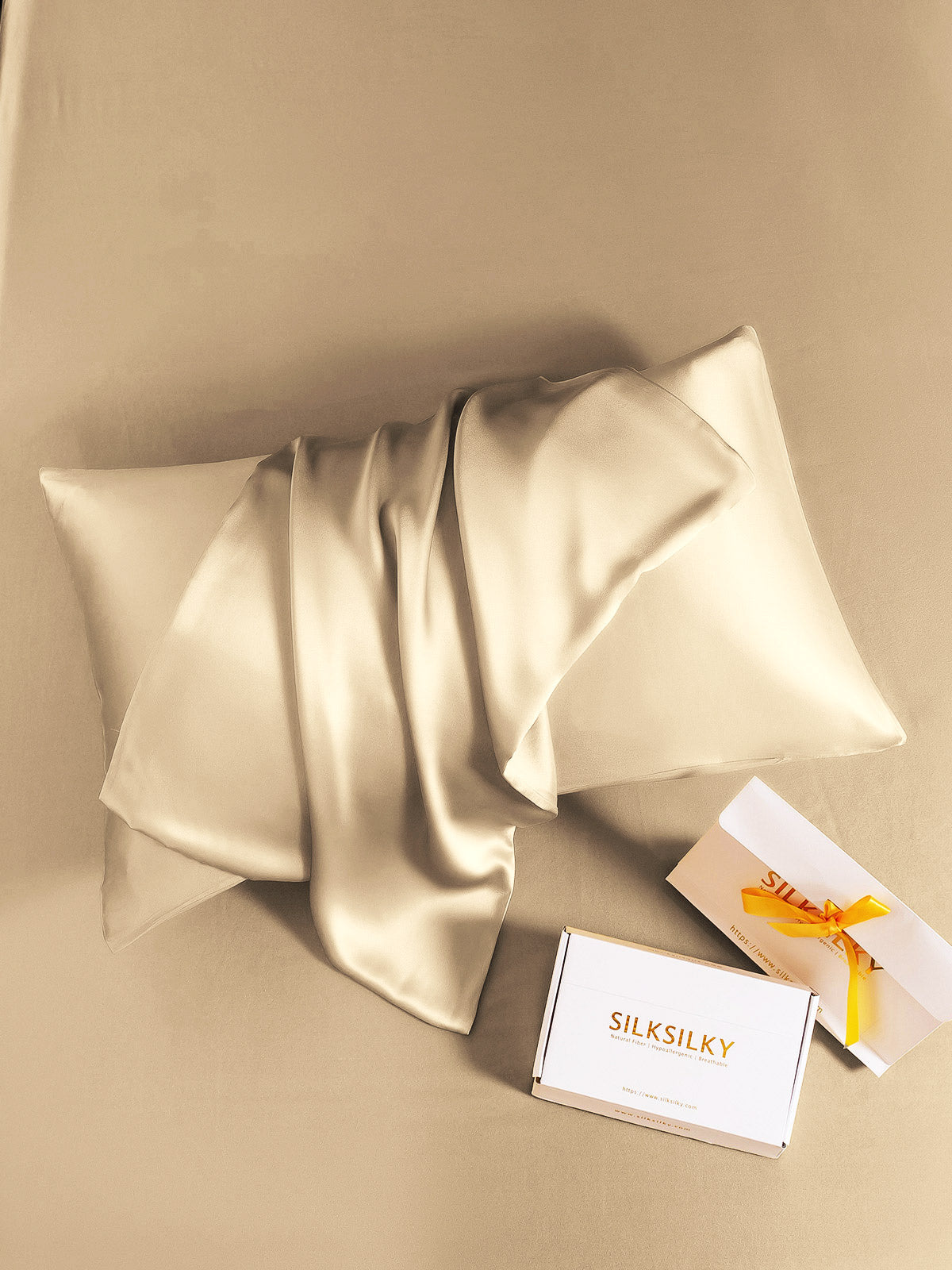 [Beige] SilkSilky-CA 19Momme Pure Silk Pillowcase 006