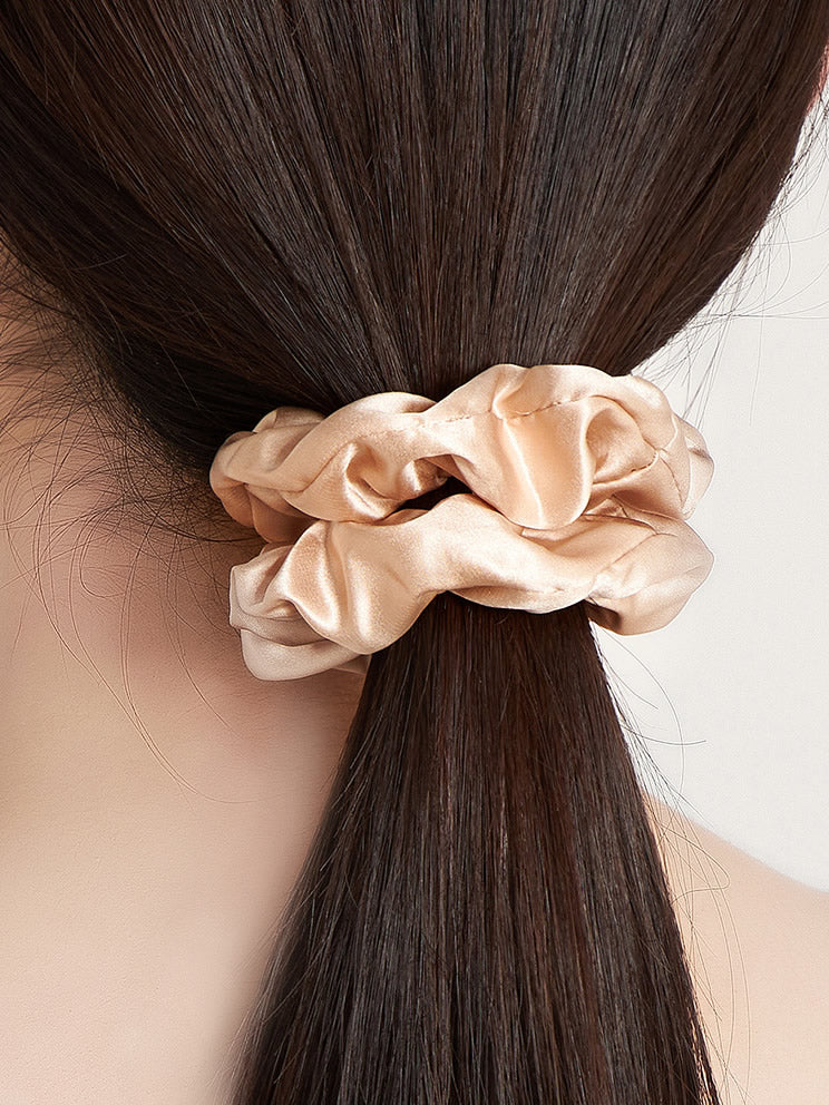 [Beige] SilkSilky-CA 19Momme Pure Silk Scrunchie 002