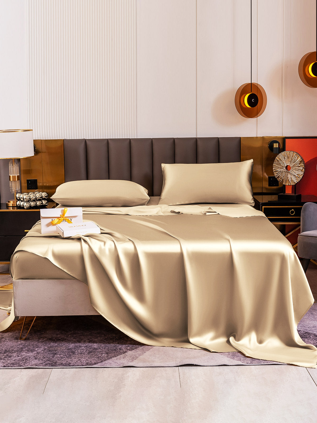 [Beige] SilkSilky-CA 19Momme Pure Silk Sheet 002