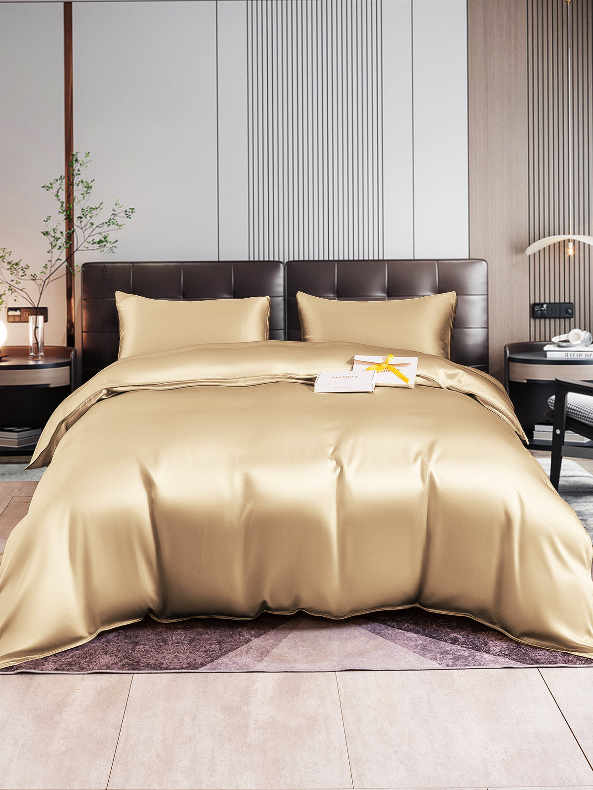 [Beige] SilkSilky-CA 22Momme Pure Silk Bedding Set 001