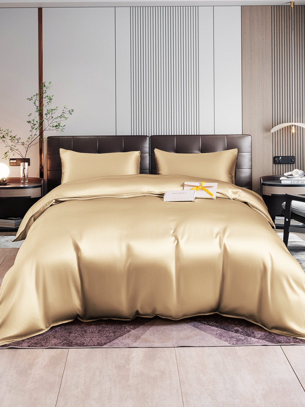 [Beige] SilkSilky-CA 22Momme Pure Silk Bedding Set 002
