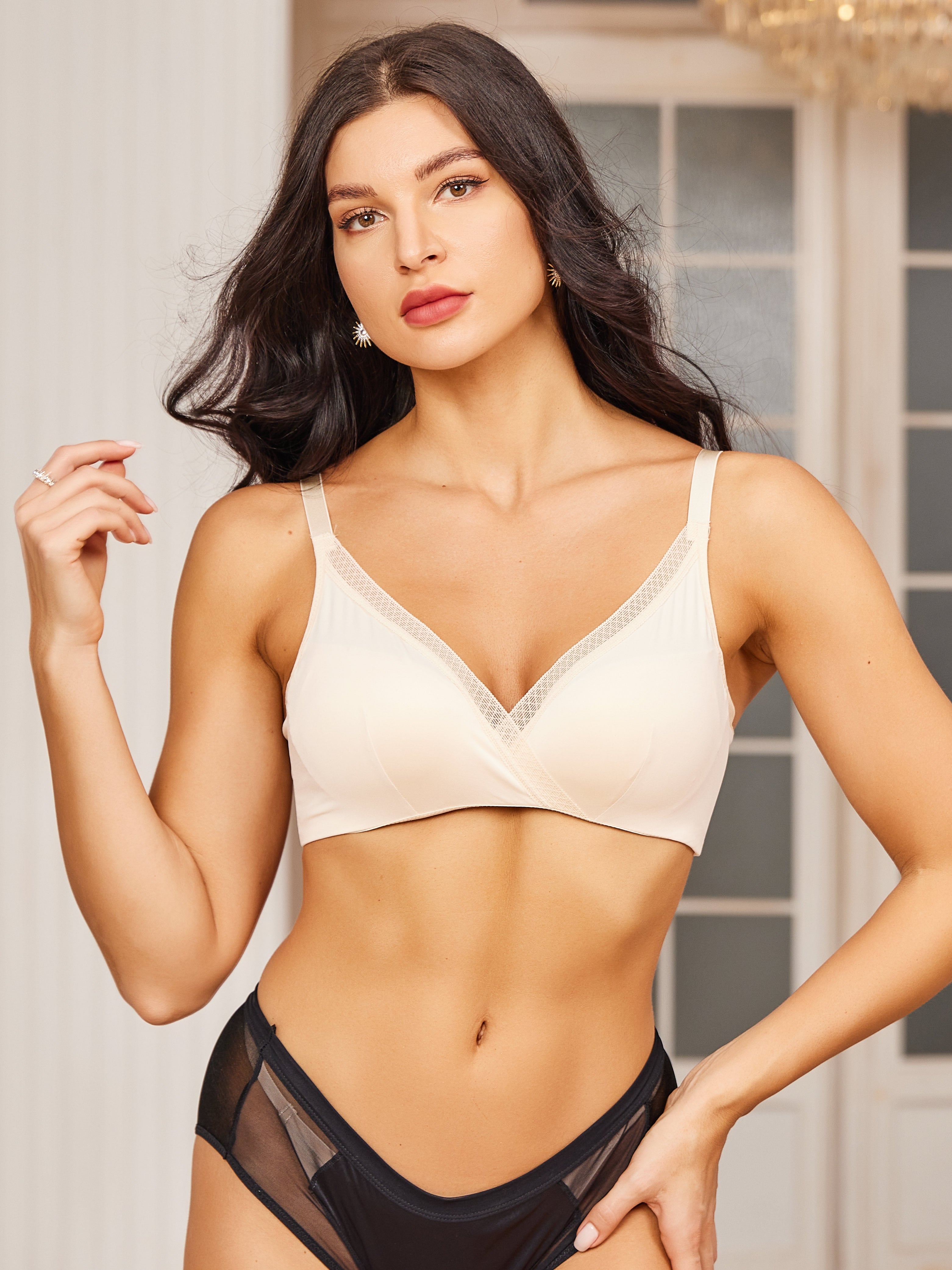 [Beige] SilkSilky-CA Silk Knitted Bra 003