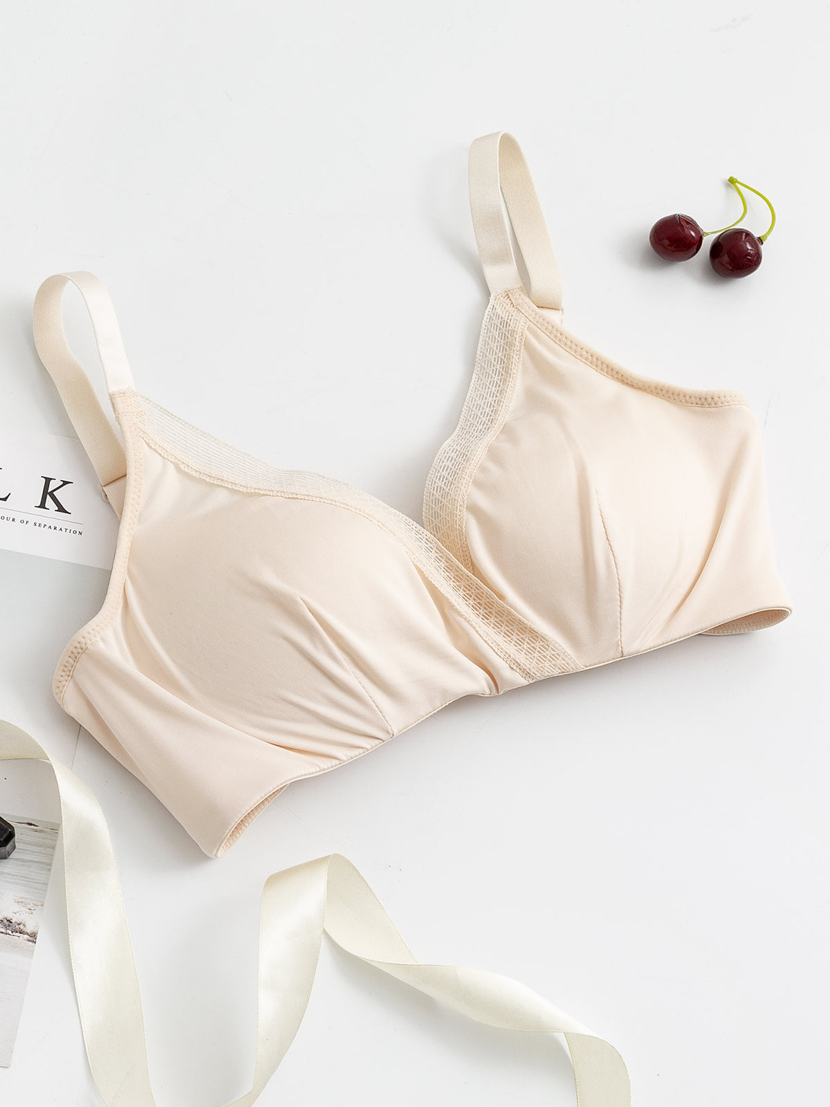 [Beige] SilkSilky-CA Silk Knitted Bra 007