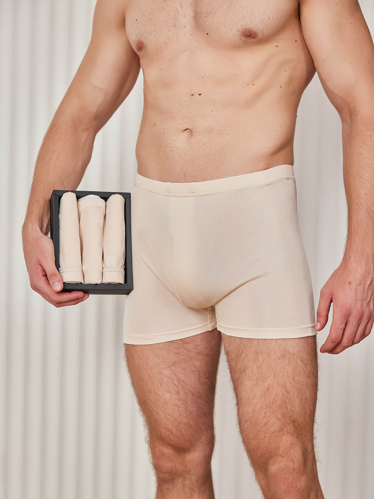 [Beige] SilkSilky-CA Silk Knitted Mens Underwear 001