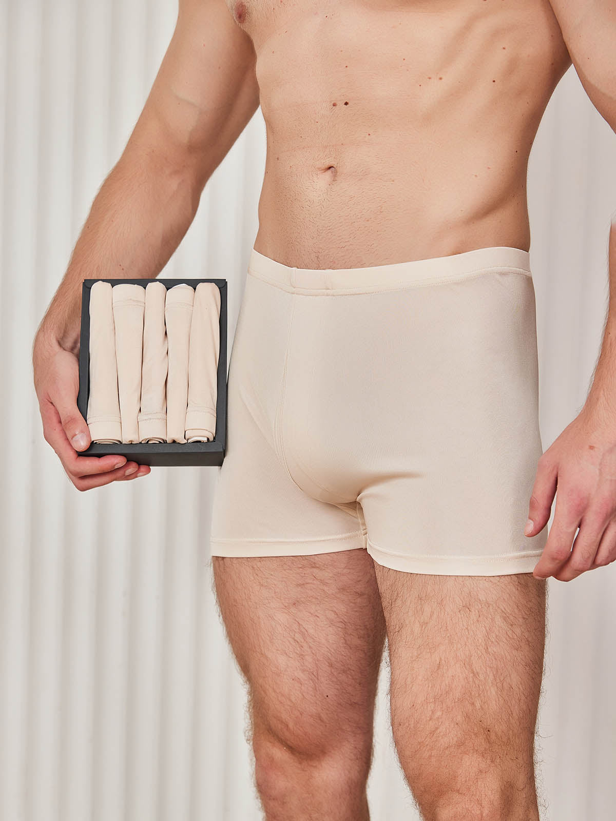 [Beige] SilkSilky-CA Silk Knitted Mens Underwear 001