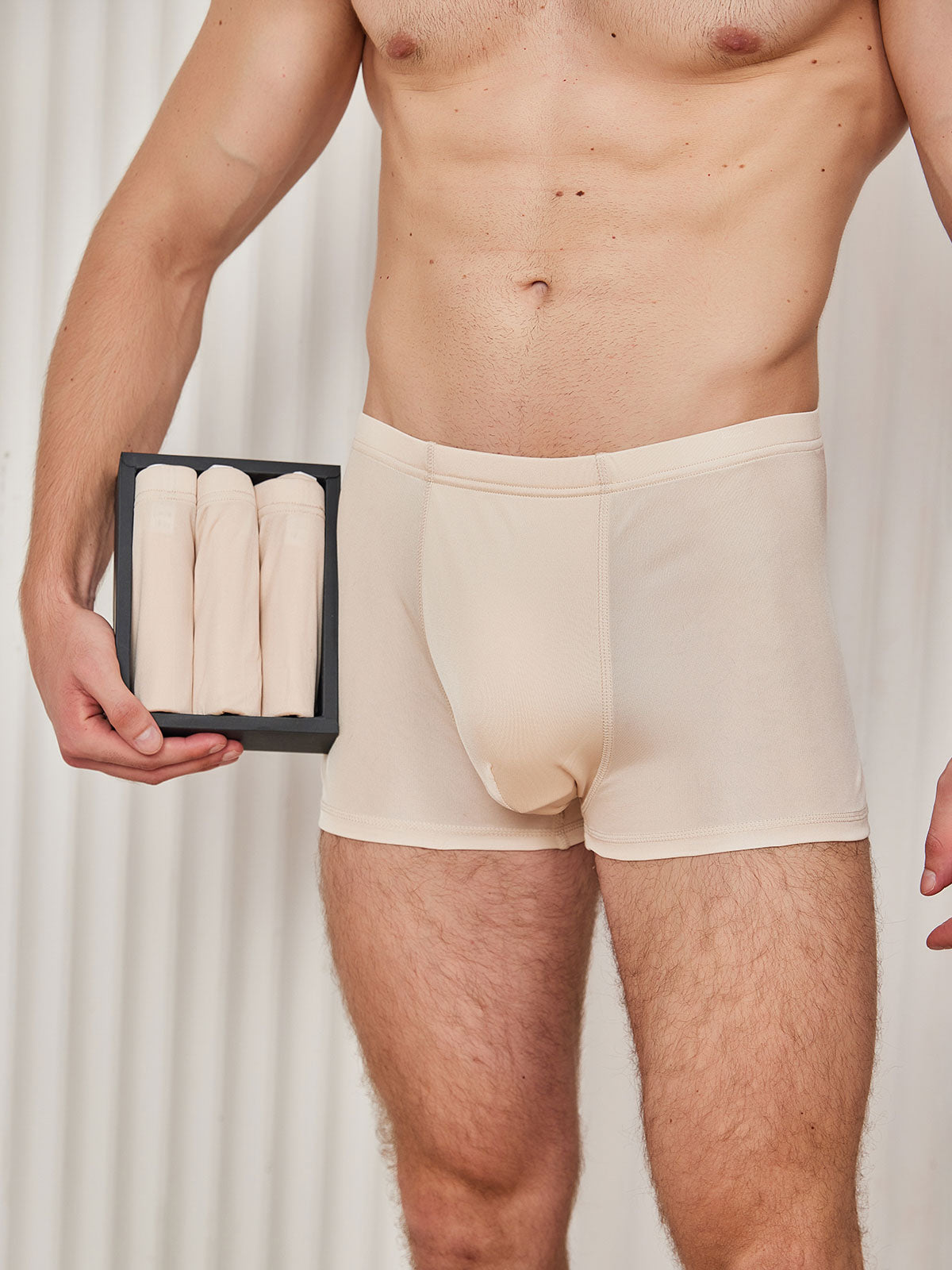 [Beige] SilkSilky-CA Silk Knitted Mens Underwear 001