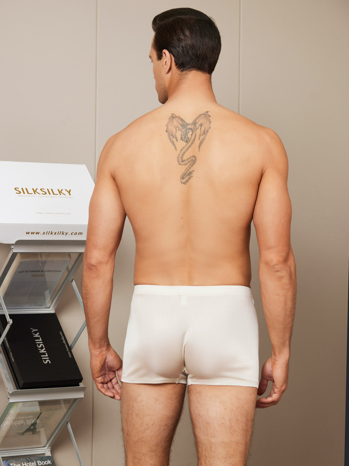 [Beige] SilkSilky-CA Silk Knitted Mens Underwear 002