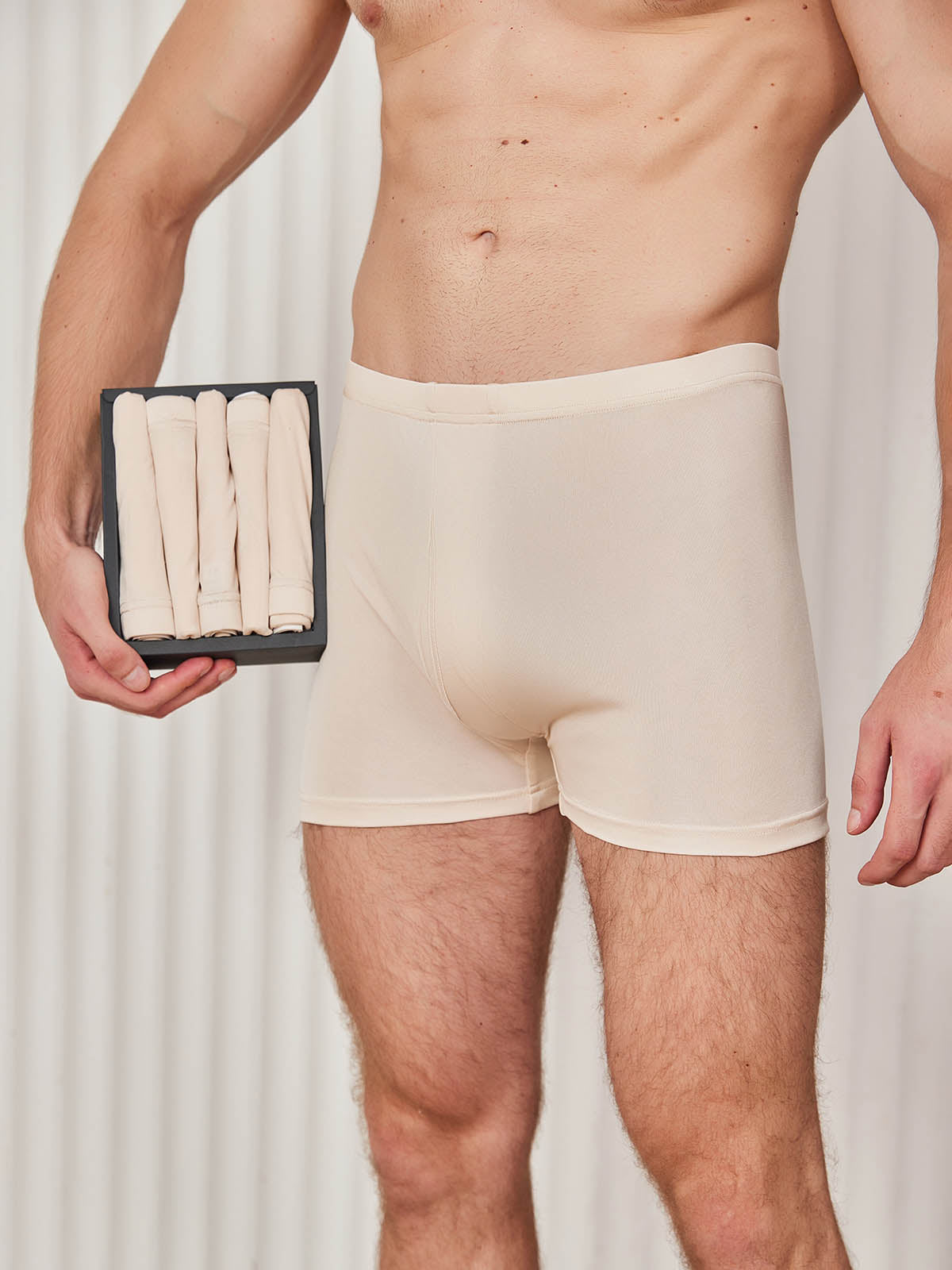 [Beige] SilkSilky-CA Silk Knitted Mens Underwear 003