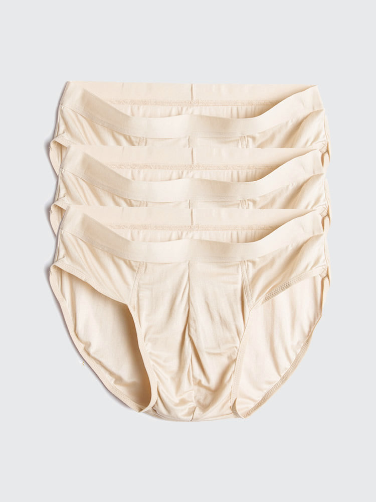 [Beige] SilkSilky-CA Silk Knitted Mens Underwear 004