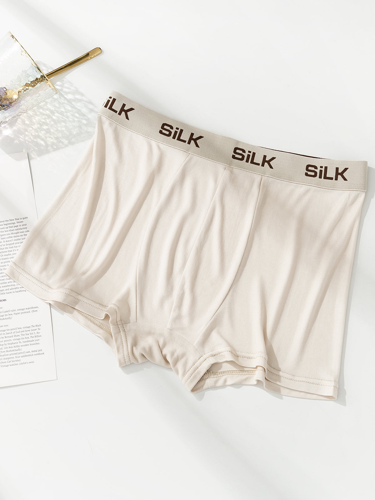 [Beige] SilkSilky-CA Silk Knitted Mens Underwear 004