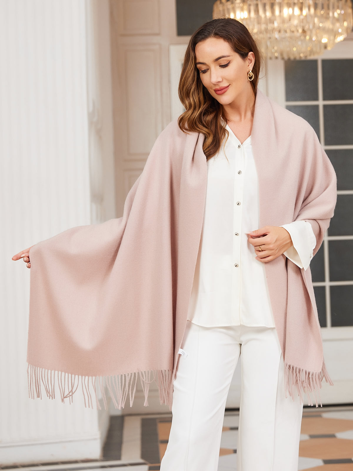 [Beige] SilkSilky-CA Wool Scarf 001
