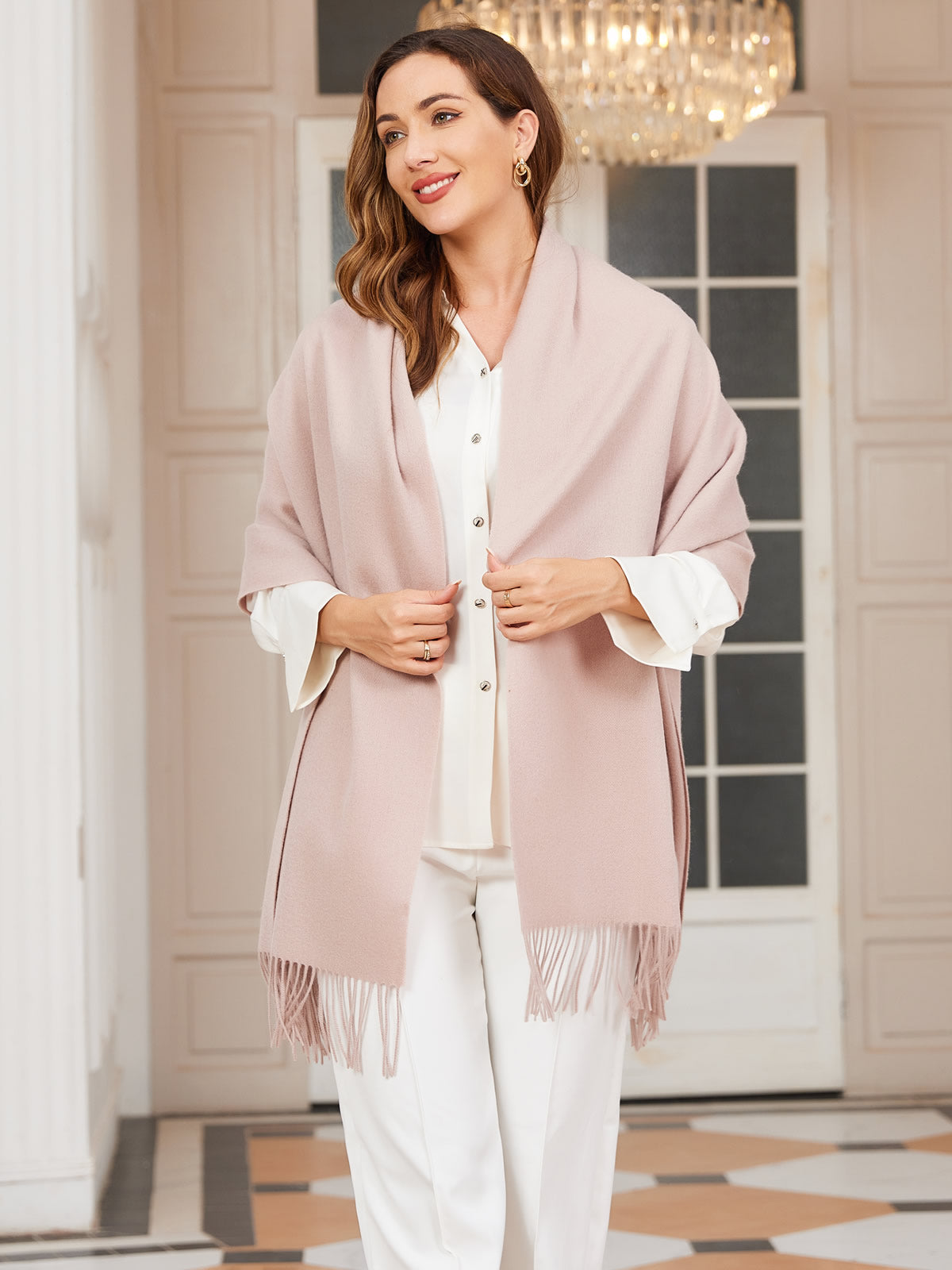 [Beige] SilkSilky-CA Wool Scarf 002