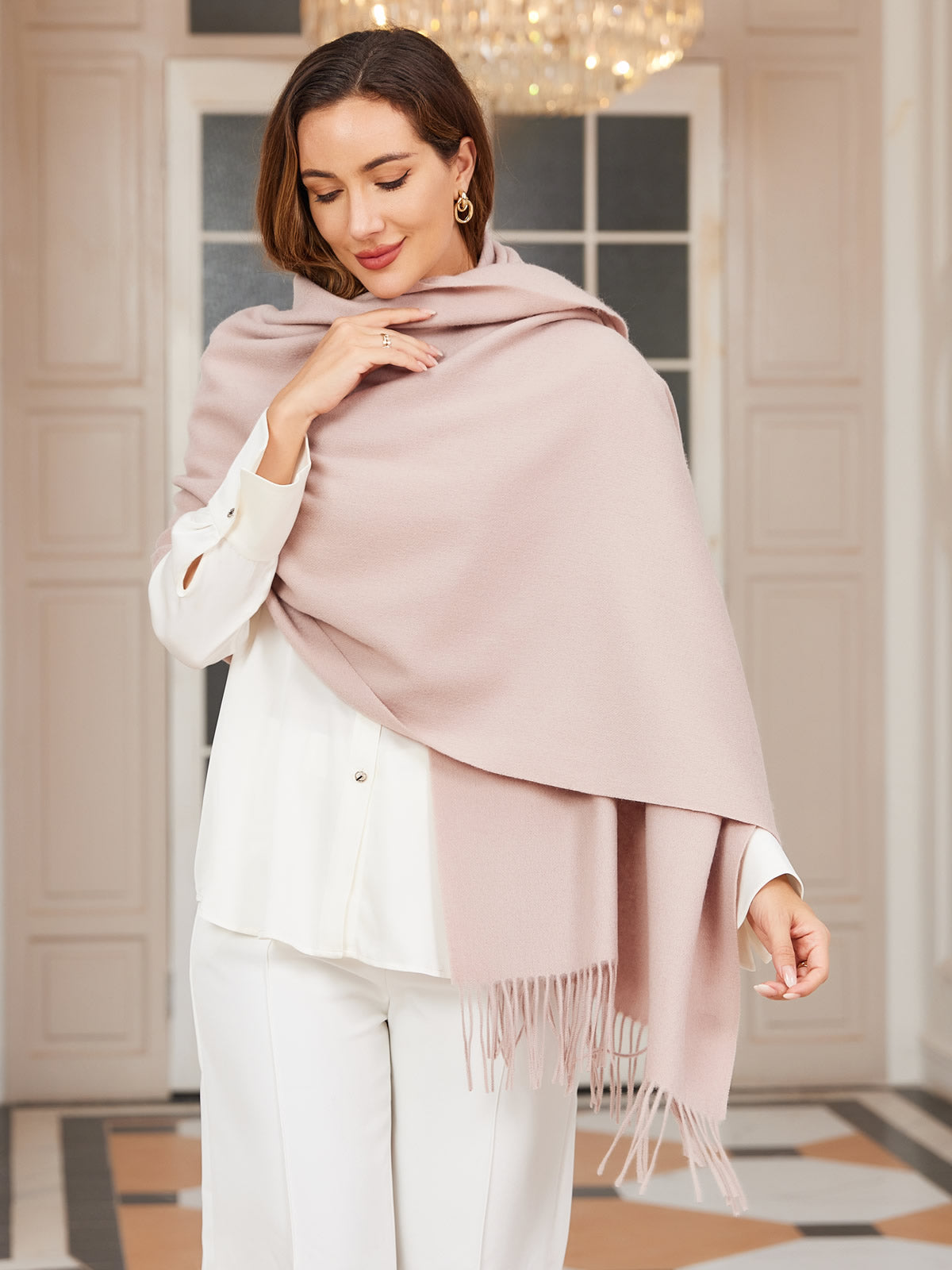 [Beige] SilkSilky-CA Wool Scarf 004
