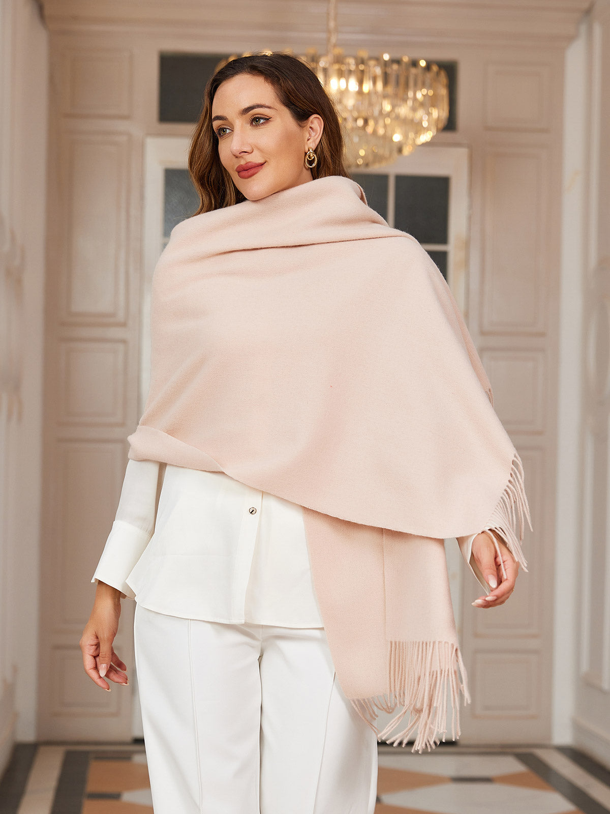 [Beige] SilkSilky-CA Wool Scarf 006
