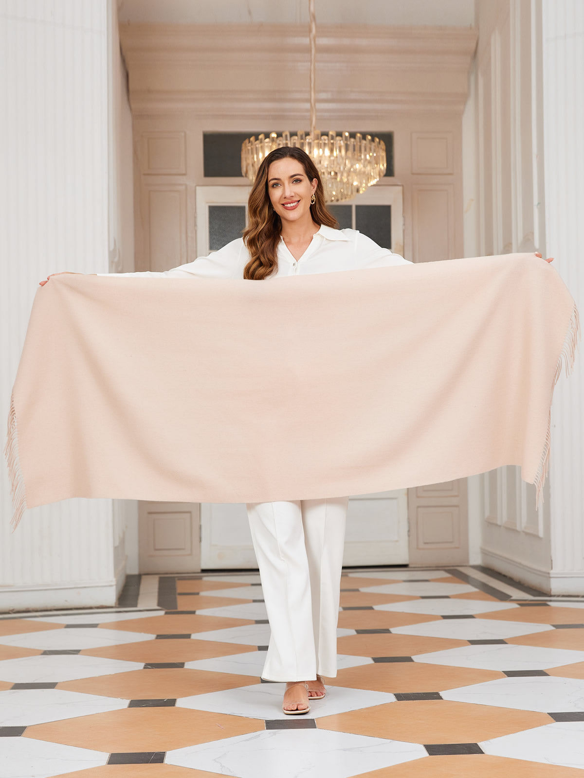 [Beige] SilkSilky-CA Wool Scarf 008