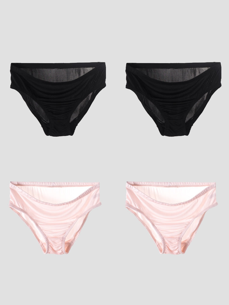 [Black+LightPink] SilkSilky-CA Silk Knitted Panty 003